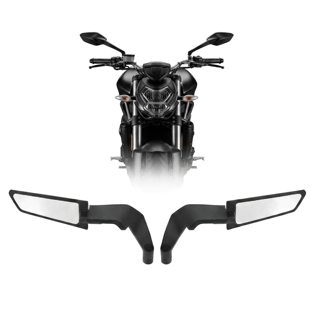 Par De Espejos Retrovisores Vetra By Gadnic Wind Wing Aleacion De Aluminio 8.5 x 23 cm Aspas Giratorias Compatible M8 M10 Color Negro Para Motocicleta