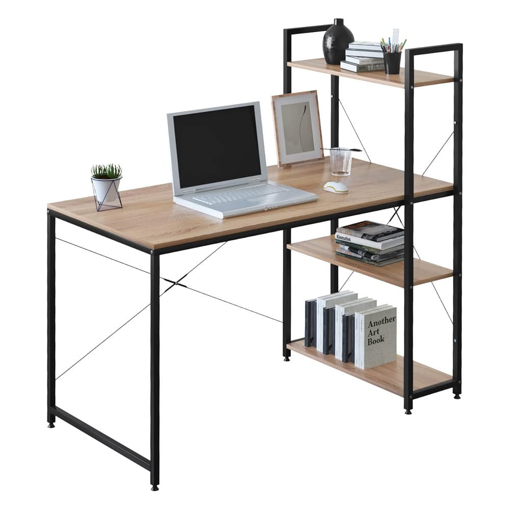 Escritorio Con Estantería Lateral Minimalista Gadnic ES22C1 Industrial Estructura Metálica Superficie Melamina 120 x 60 cm