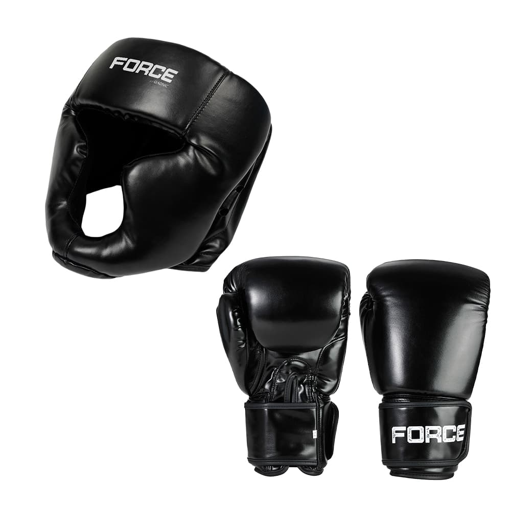 Kit Guantes Boxeo 14 Oz XL y Protector Cabezal Boxeo Force by Gadnic