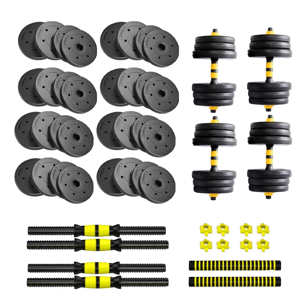 Kit Mancuernas Y Barra 60 Kg Force by Gadnic Discos PVC Alta Resistencia Con Rosca
