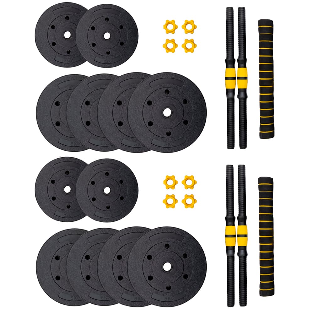 Kit Mancuernas y Barra 25 Kg Force by Gadnic Convertible Con Discos PVC y Rosca