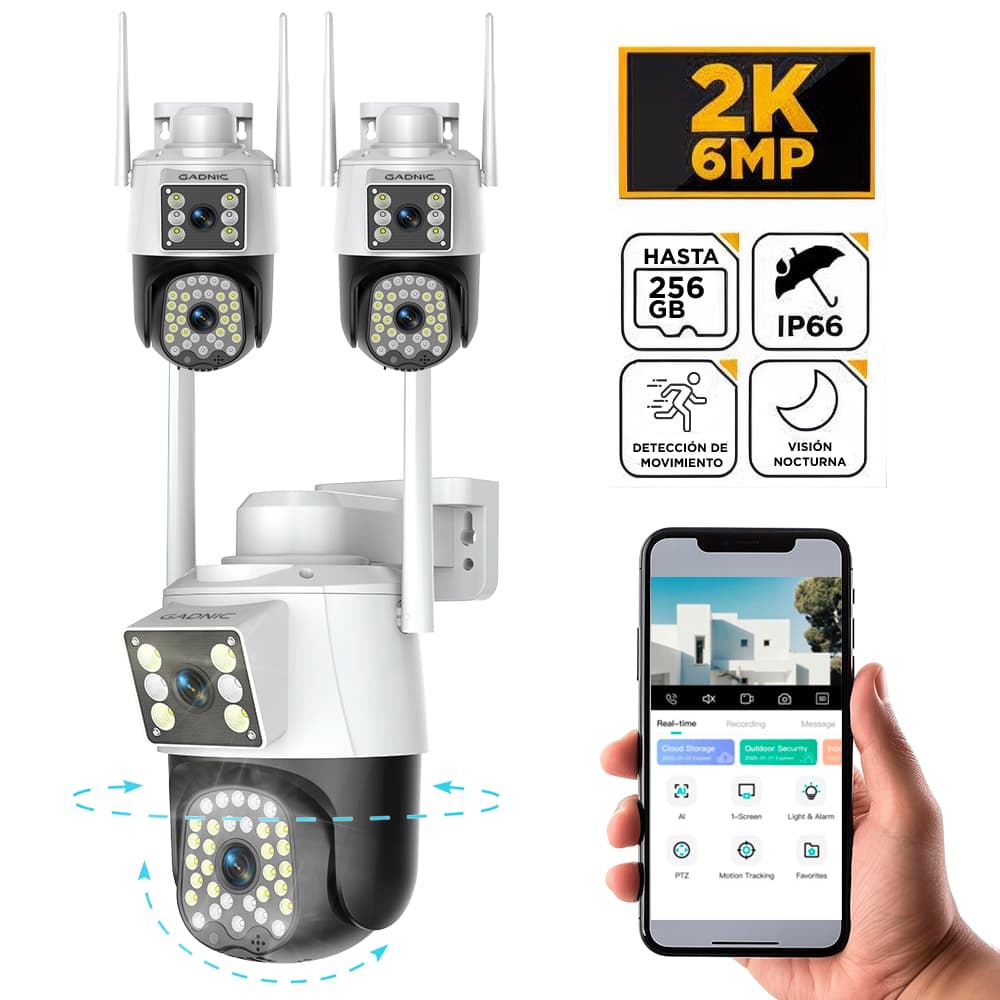 Kit x3 Cámara De Seguridad Gadnic S-Cam Full HD 3MP Control Por App Visión Nocturna IR Color