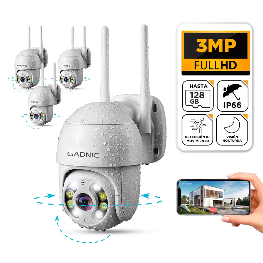 Kit x4 Cámaras De Seguridad Gadnic SX39 IP66 360° Visión Nocturna Full HD