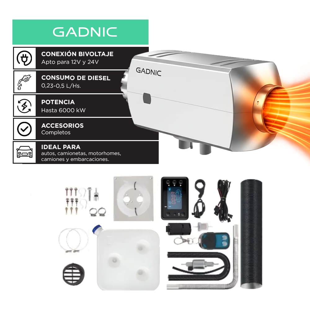 Calentador de Aire Diesel GADNIC Para Vehículos 5KW 12V 24V Aluminio Calefacción Bomba De Aceite Silenciosa