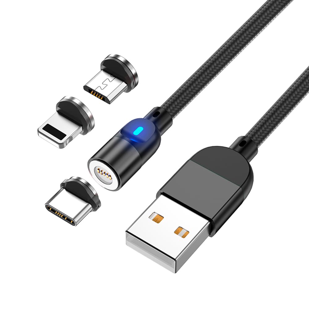 Cable Usb Magnetico 3 en 1 Carga Rapida 1mts Type C - Micro Usb - Lightning