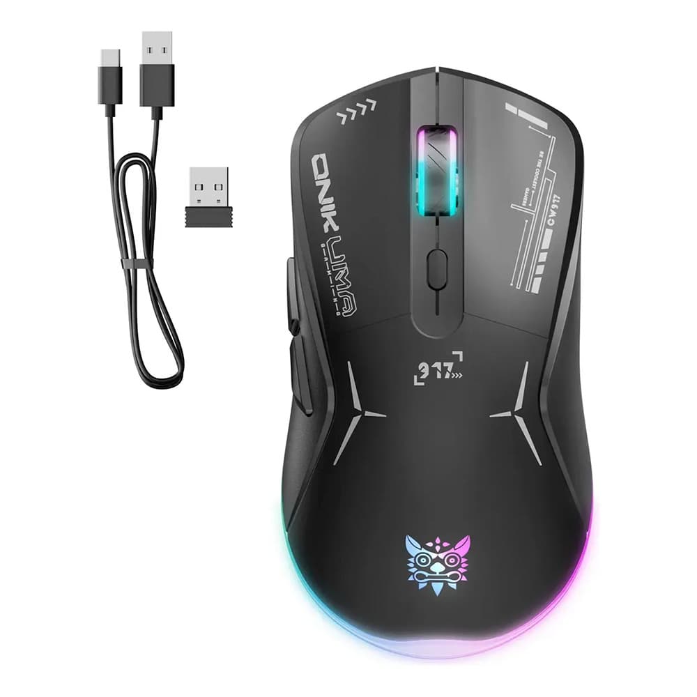 Mouse Gamer Onikuma CW917 RGB Inalambrico 2.4GHz Recargable 4800 DPI Sensor PAW3212DB Conexion Dual