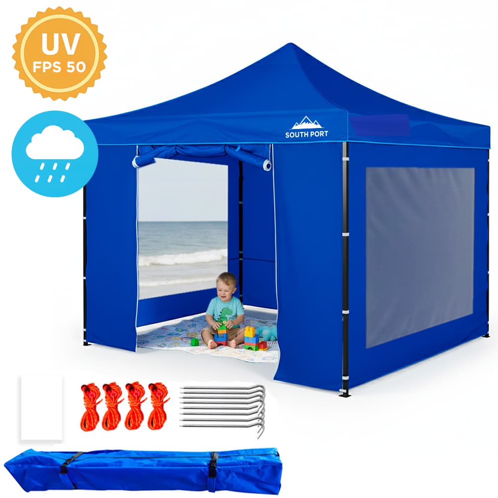 Gazebo Gadnic 3x3 Plegable Impermeable Uso Temporal Toldo Con Paredes Y Puerta Cierre Relampago