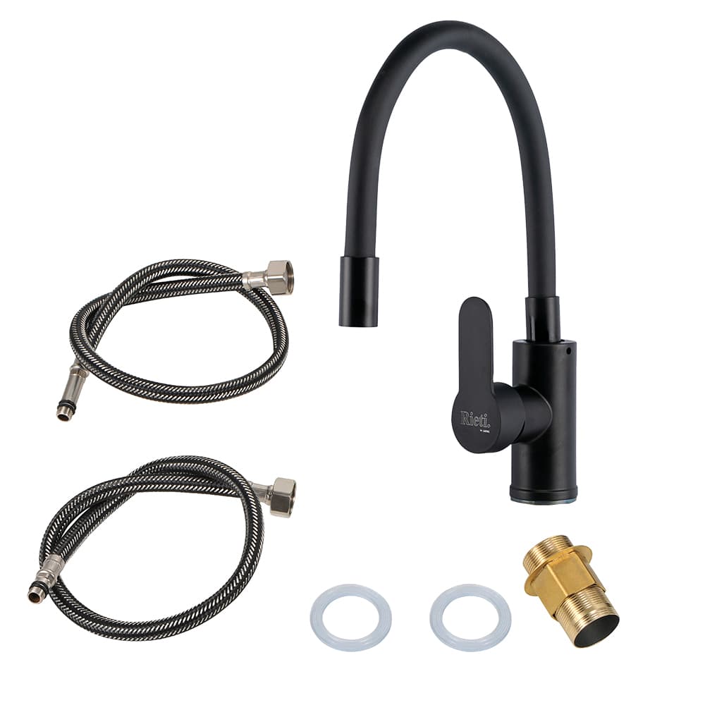 Grifería Monocomando Flexible Rieti By Gadnic Black Flex Cocina Canilla Agua Fría Caliente