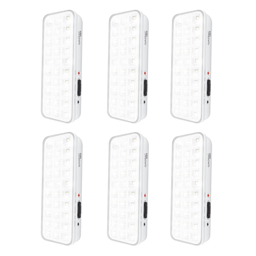 Kit x 6 Luz De Emergencia Gadnic 30 LED Recargable Portátil Y De Pared Con Batería Integrada