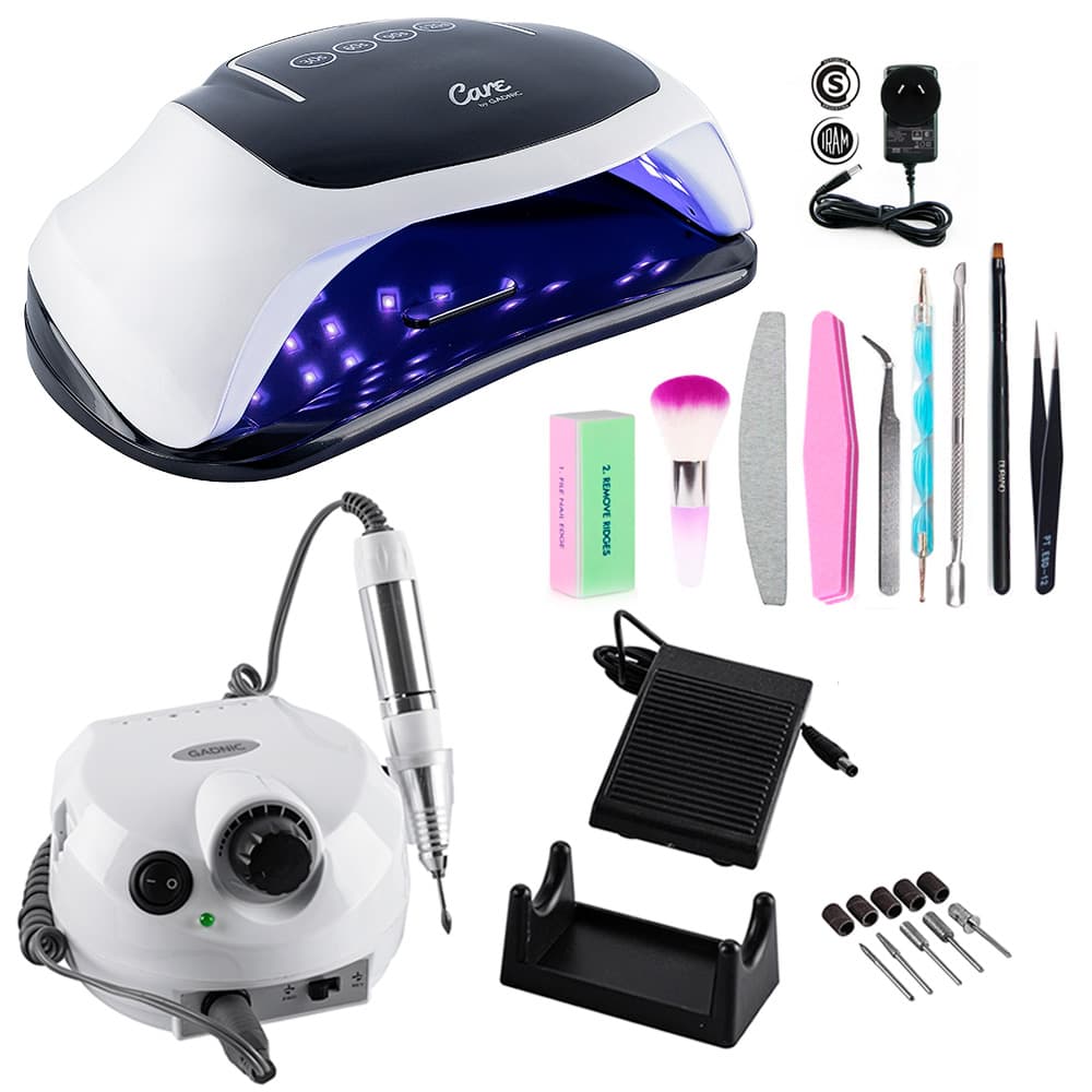 Kit Para Uñas Gadnic Torno T202 Cabina Uv H5 Plus Led 96W Profesional