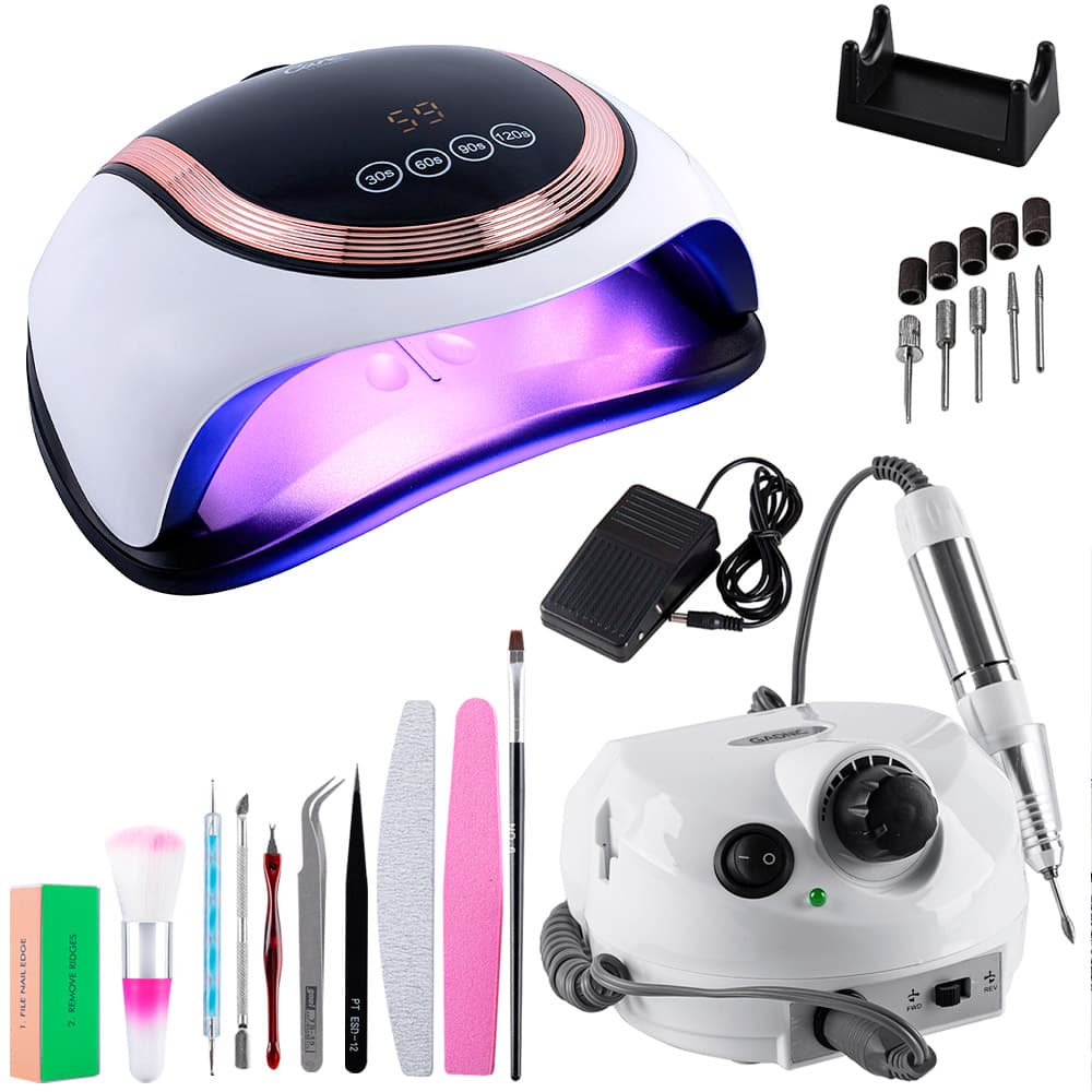 KIT Cabina Para Uñas Uv Led 180W Torno Manicura T202 Profesional