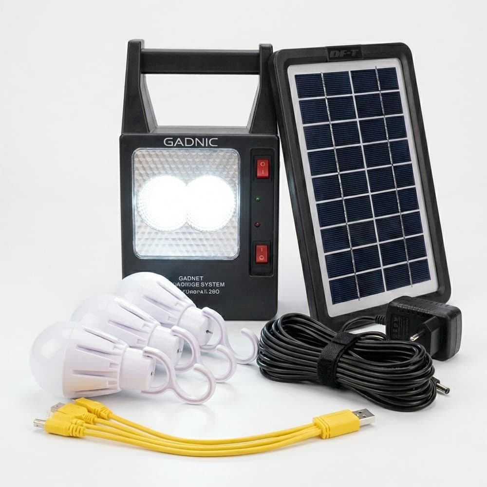 Luz de Emergencia Portátil Gadnic Panel Solar Con USB 3 Lámparas LED