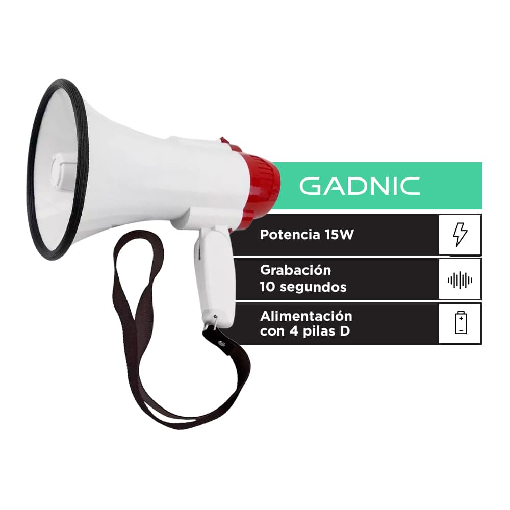 Megafono Portatil De Mano Gadnic Grabador Voz Musica 15W