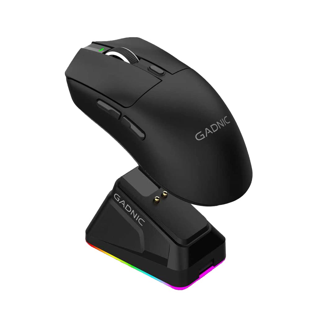 Mouse Gamer Gadnic Conexión Inalámbrica 2.4G USB-C 12000 DPI Sensor PAW3311 7 Botones Programables RGB