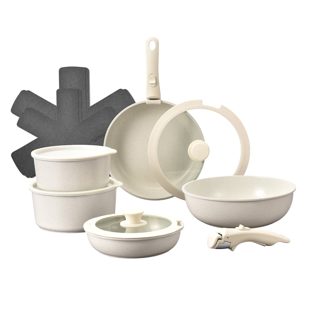 Batería de Cocina Set de Ollas y Sartenes Cuk By Gadnic Aluminio Antiadherente Mango Desmontable Cacerola
