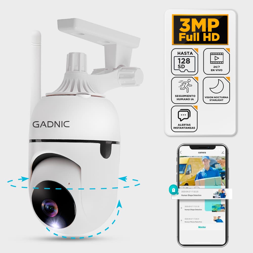 Cámara de Seguridad IP GADNIC Visión Nocturna HD Control por App Usado
