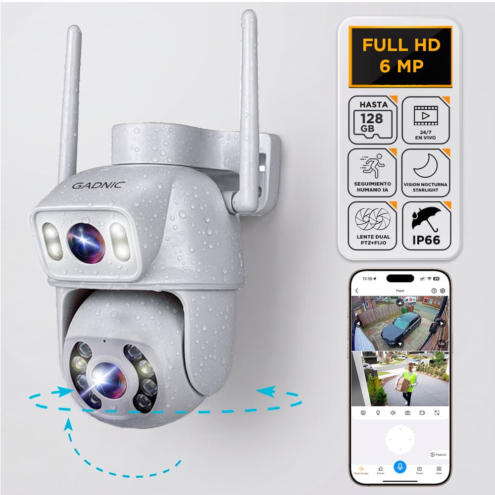 Cámara de Seguridad Gadnic 4K Beast Doble Lente 8MP Resistente Al Agua Usado