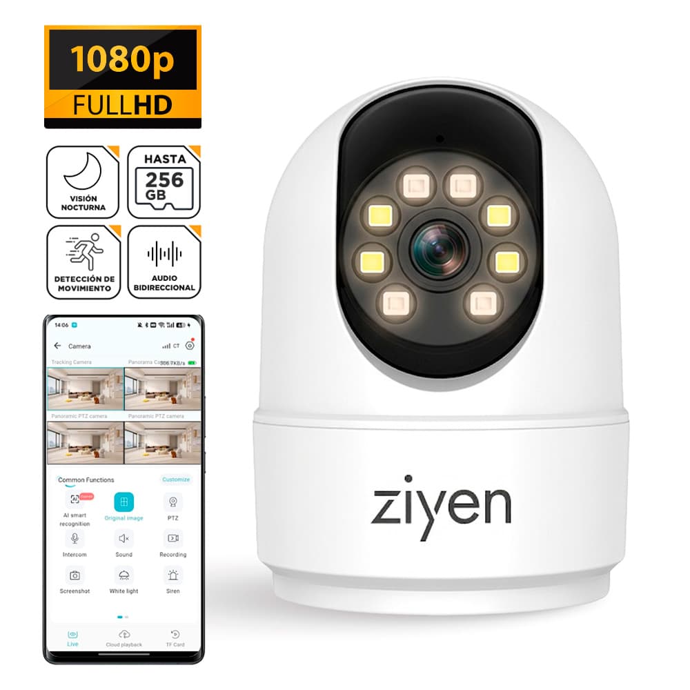 Cámara De Seguridad Ziyen ZX9 De Interior WiFi Full HD Visión Nocturna A Color Usado