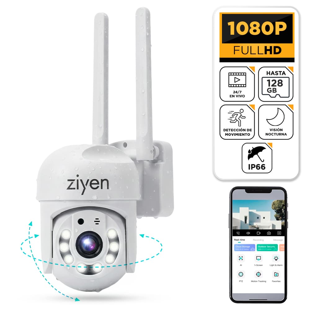 Cámara de Seguridad IP Ziyen ZX39 WiFi Exterior 2MP PTZ Usado