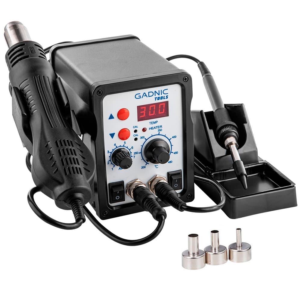 Estación de Soldado Gadnic 878D SMD 370w Aire Caliente Cautín Control PID 3 Boquillas